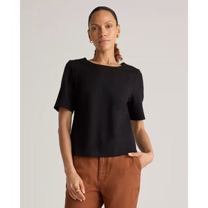 Quince Women's Ultra-Stretch Ponte Short Sleeve Top Black Sleeved XL NWOT
